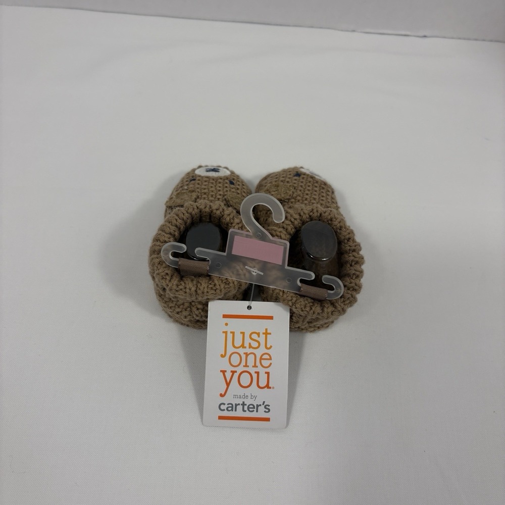 Just One You Carter's Newborn Baby Brown Bear Knitted Bootie Slippers Shoes
